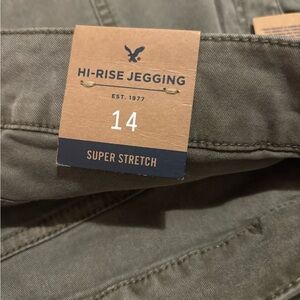 American Eagle Outfitters Olive Green Moto Hi-Rise Jegging Jeans
